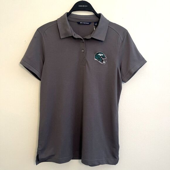 CUTTER & BUCK Advanced Pique New York Jets Football Polo, Gray- L - Picture 1 of 8